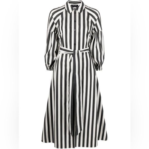 Kate Spade Women’s Terrace Stripe Dress Black White Button Down Poplin Size S - Picture 6 of 9